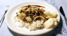 5 or less: Rijst met paksoi en champignons