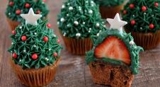 Advent 24: Aardbei Kerstboom Cupcakes