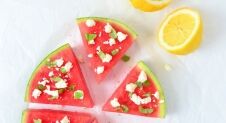 Watermeloen met feta en basilicum
