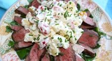 Biefstuk salade met mierikswortel aardappeltjes