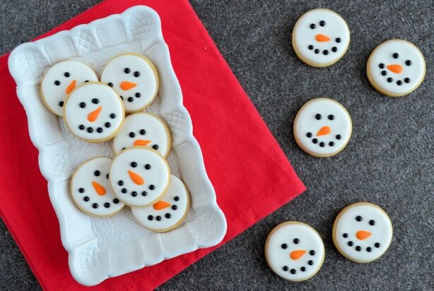 Sneeuwman gezicht koekjes